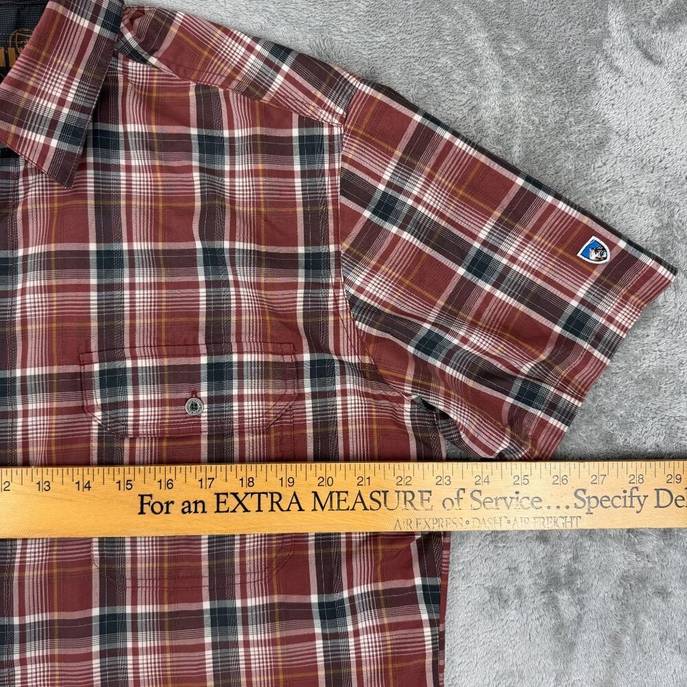 KUHL Mountain Grown Eluxur Mens Lightweight Red Plaid Short Sleeve Button Shirt - Picture 8 of 8